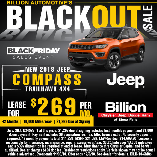 Billion Auto Sioux Falls >> New 2018 Jeep Compass Trailhawk Lease Special Billion Auto Billion Auto Sioux Falls >> New 2018 Jeep Compass Trailhawk Lease Special Billion Auto