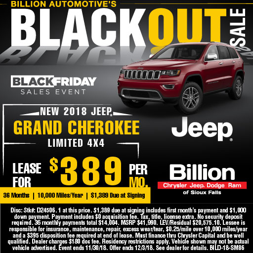 Billion Auto Sioux Falls >> New 2018 Jeep Grand Cherokee Limited Lease Special Billion Auto Billion Auto Sioux Falls >> New 2018 Jeep Grand Cherokee Limited Lease Special Billion Auto