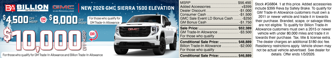 25DEC_BGSC_NEW 2026 GMC SIERRA 1500 ELEVATION