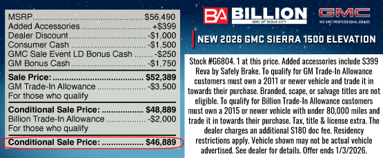 25DEC_BGSC_NEW 2026 GMC SIERRA 1500 ELEVATION