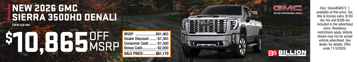 26OCT_BGSC_NEW 2026 GMC SIERRA 3500HD DENALI CREW CAB