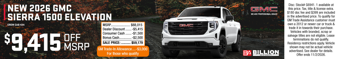26OCT_BGSC_NEW 2026 GMC SIERRA 1500 ELEVATION CREW CAB