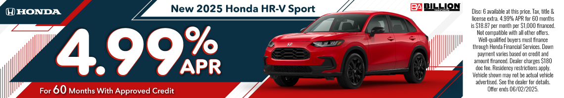 New 2025 Honda HR-V Sport