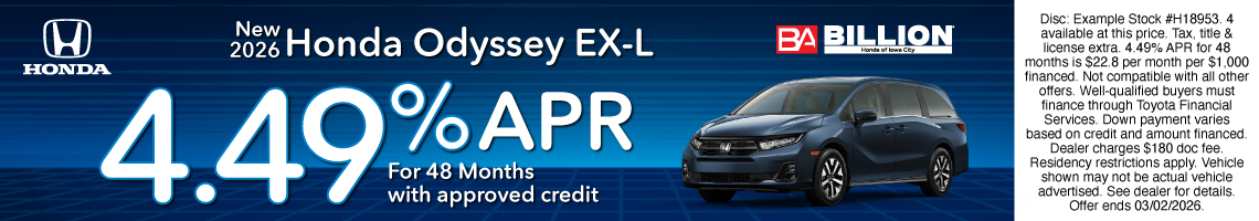 New 2026 Honda Odyssey EX-L