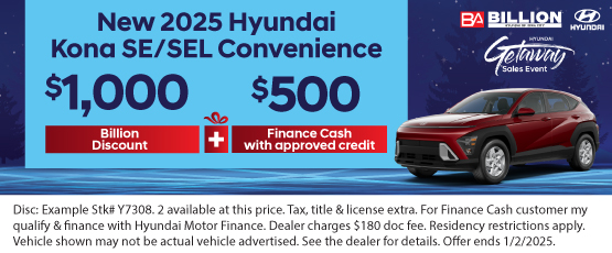 24DEC_BHYIC_REBATE_NEW 2025 HYUNDAI KONA SE/SEL CONV