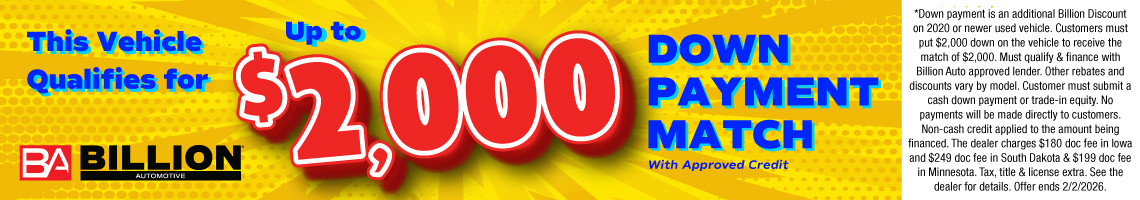 BIL-JANUARY 26 - ALL STORE DOWN PAYMENT MATCH