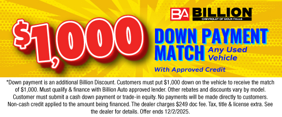 Down Payment Match SF Chevy