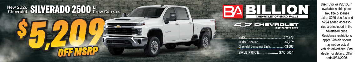 26AUG_BILC_NEW 2026 CHEVROLET SILVERADO 2500 LT CREW CAB