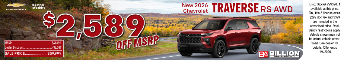 26OCT_BILC_NEW 2026 CHEVROLET TRAVERSE RS