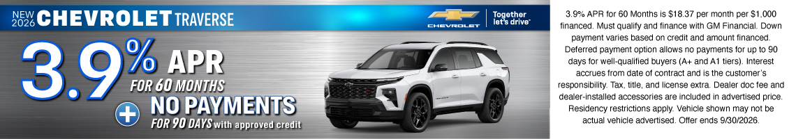 New 2026 Chevrolet Traverse  RS