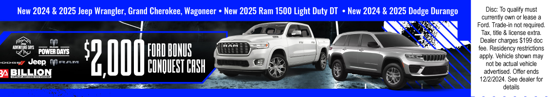 24OCT_BILD_FORD CONQUST_NEW 2024/2025 JEEP WAGONEER, GRAND CHEROKEE, WRANGLER, DURANGO, RAM 1500