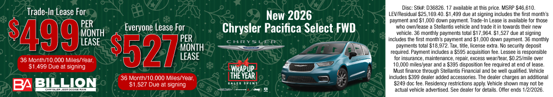 25DEC_BILD_LEASE_NEW 2026 CHRYSLER PACIFICA SELECT
