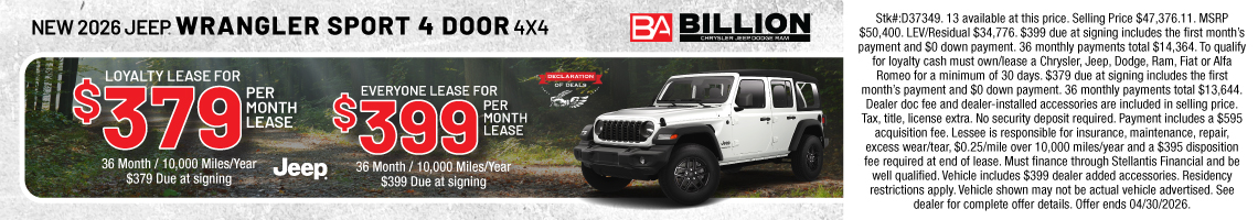 26APR_BILD_LEASE_NEW 2026 JEEP WRANGLER SPORT 4 DOOR