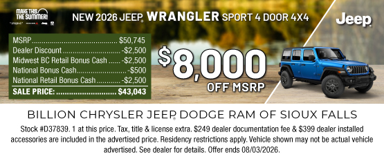 26JUL_BILD_NEW 2026 JEEP WRANGLER SPORT 4 DOOR