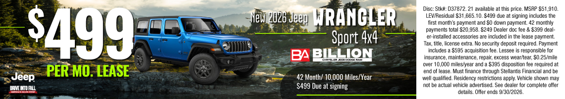 New 2026 Jeep Wrangler Sport