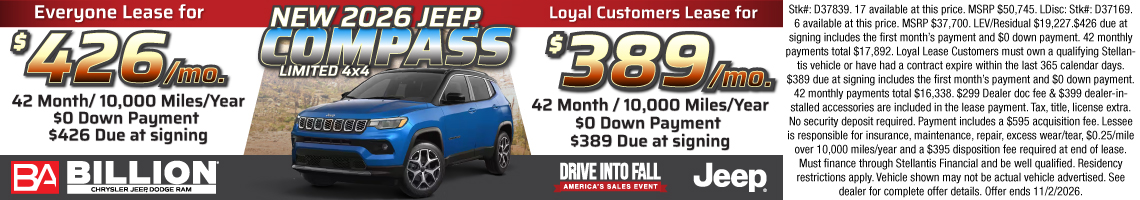 New 2026 Jeep Compass Limited
