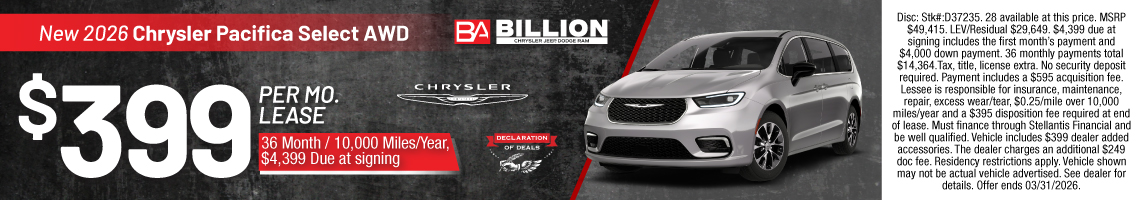 New 2026 Chrysler Pacifica Select