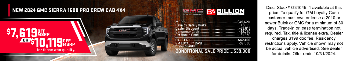 24OCT_BILG_NEW 2024 GMC SIERRA 1500 PRO CREW