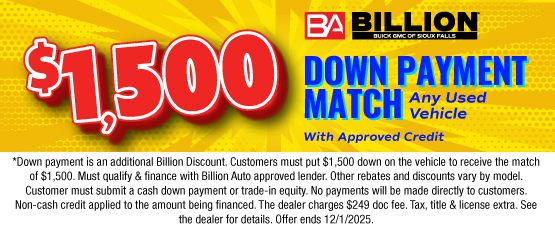 BILG - Toyota SIoux Falls Down Payment Match