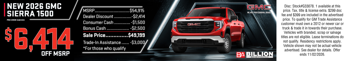 26OCT_BILG_NEW 2026 GMC SIERRA 1500 PRO CREW CAB