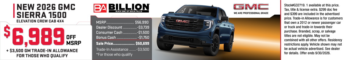 26SEP_BILG_NEW 2026 GMC SIERRA 1500 ELEVATION CREW CAB