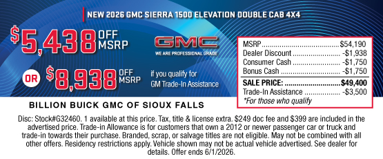 26MAY_BILG_NEW 2026 GMC SIERRA 1500 ELEVATION DOUBLE CAB