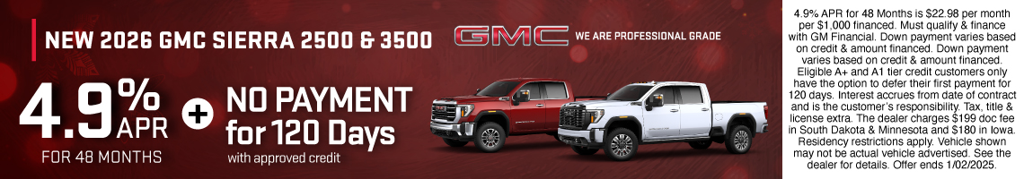 25DEC_BILGM_GMC_NEW 2026 GMC SIERRA 2500 & 3500