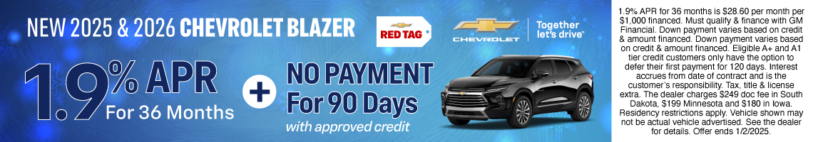 25DEC_BILGM_CHEVY_NEW 2025 & 2026 CHEVROLET BLAZER