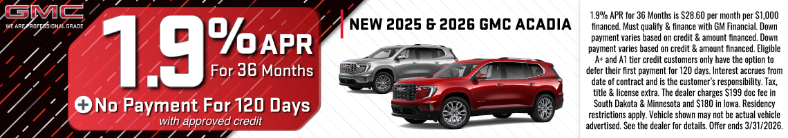 26MAR_BILGM_NEW 2025 & 2026 GMC ACADIA