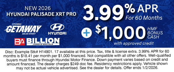 25DEC_BILH_NEW 2026 HYUNDAI PALISADE XRT PRO