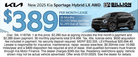 25JUL_BILK_NEW 2025 KIA SPORTAGE HYBRID LX