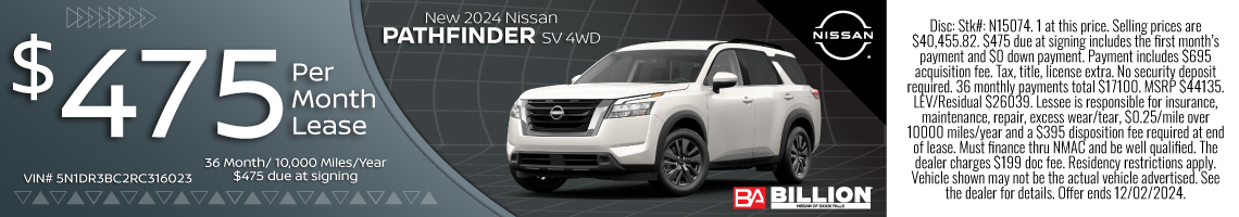 24NOV_BILN_NEW 2024 NISSAN PATHFINDER SV