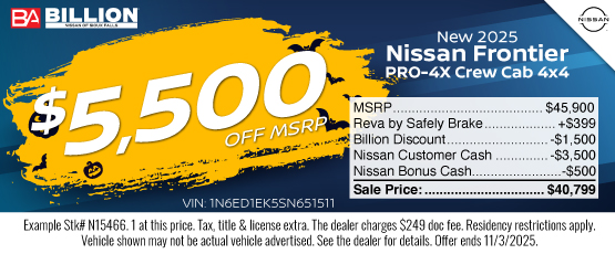 25OCT_BILN_NEW 2025 NISSAN FRONTIER PRO-4X