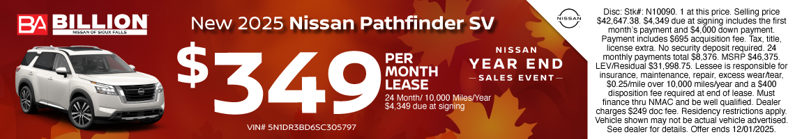 25NOV_BILN_LEASE_NEW 2025 NISSAN PATHFINDER SV