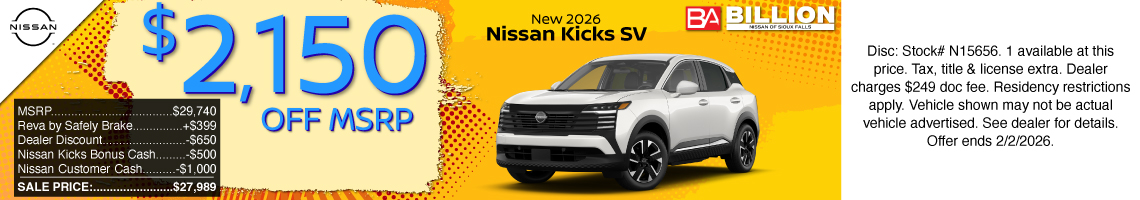 New 2026 Nissan Kicks SV