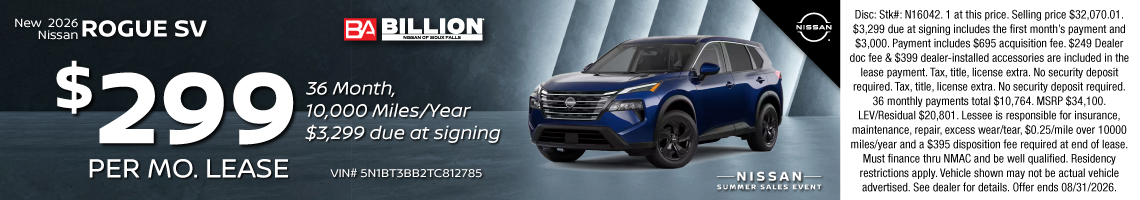 26AUG_BILN_LEASE_NEW 2026 NISSAN ROGUE SV