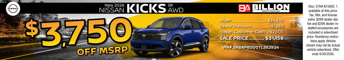 New 2026 Nissan Kicks SR