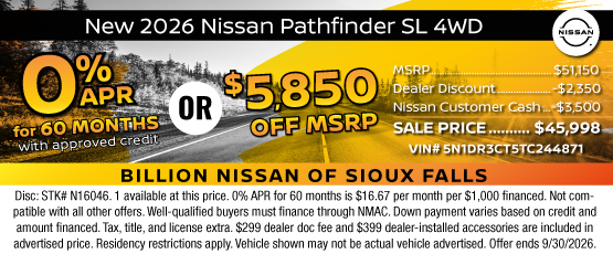 26SEP_BILN_NEW 2026 NISSAN PATHFINDER SL