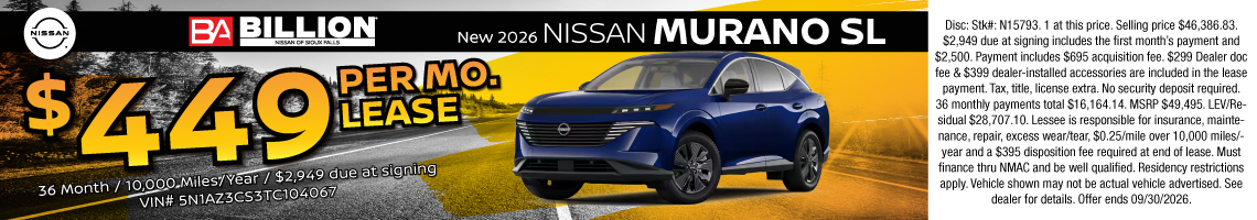 26SEP_BILN_LEASE_NEW 2026 NISSAN MURANO SL