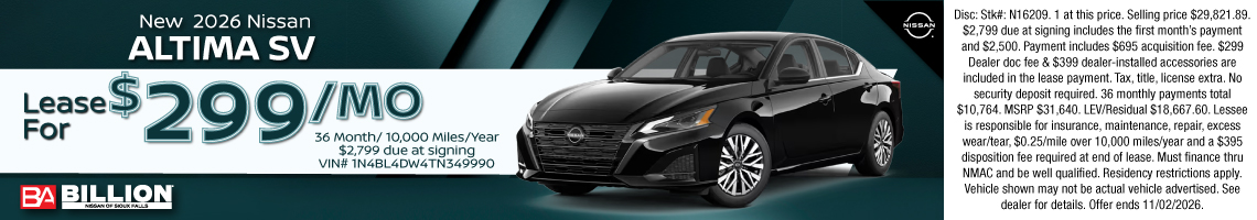 26OCT_BILN_LEASE_NEW 2026 NISSAN ALTIMA SV