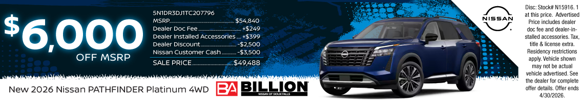New 2026 Nissan Pathfinder Platinum