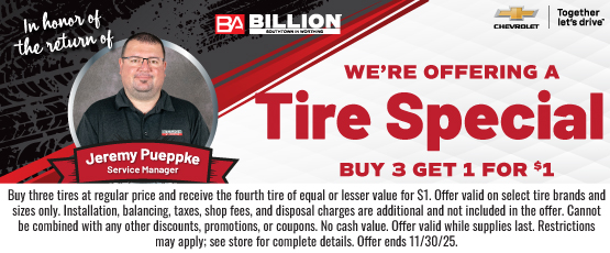 25OCT_BILSS_JEREMY PUPPKE TIRE SPECIAL