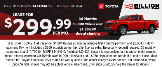 25MAY_BILT_LEASE_NEW 2025 TOYOTA TACOMA SR5 DBL