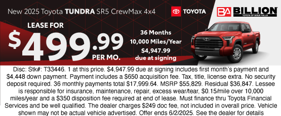 25MAY_BILT_LEASE_NEW 2025 TOYOTA TUNDRA SR5 CREW