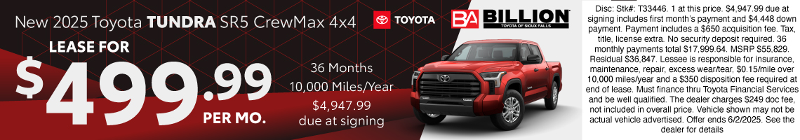 25MAY_BILT_LEASE_NEW 2025 TOYOTA TUNDRA SR5 CREW