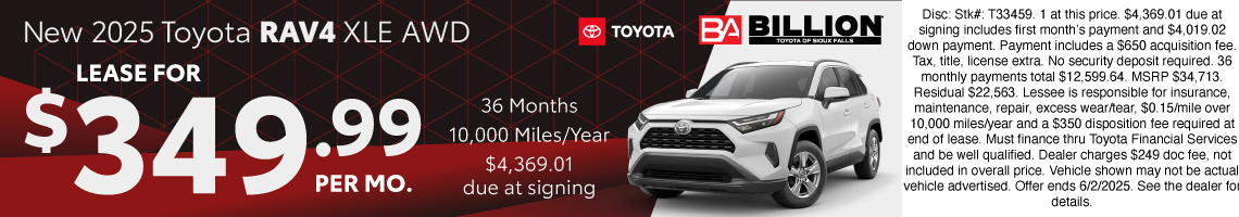 25MAY_BILT_LEASE_NEW 2025 TOYOTA RAV4 XLE