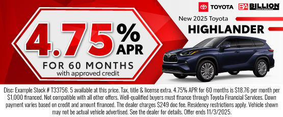 25OCT_BILT_NEW 2025 TOYOTA HIGHLANDER