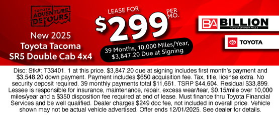 25NOV_BILT_LEASE_NEW 2025 TOYOTA TACOMA SR5 DOUBLE CAB