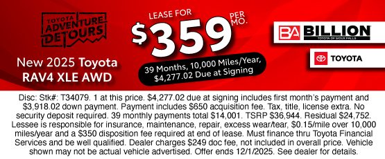 25NOV_BILT_LEASE_NEW 2025 TOYOTA RAV4 XLE