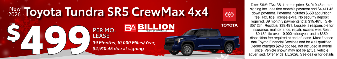 25DEC_BILT_LEASE_NEW 2026 TOYOTA TUNDRA SR5 CREWMAX